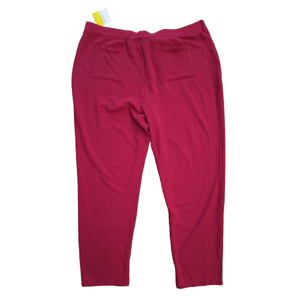 Liz Claiborne Elastic Waist Drawstring Pants Womens XXL Red Pull on Stretch Knit - Picture 13 of 14